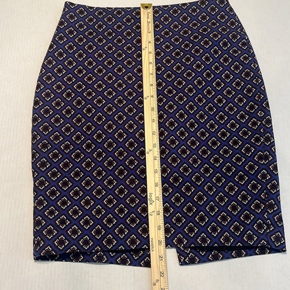 Express Blue with Red/White Geometric Print Lined Pencil Skirt Size 8 - Picture 6 of 13